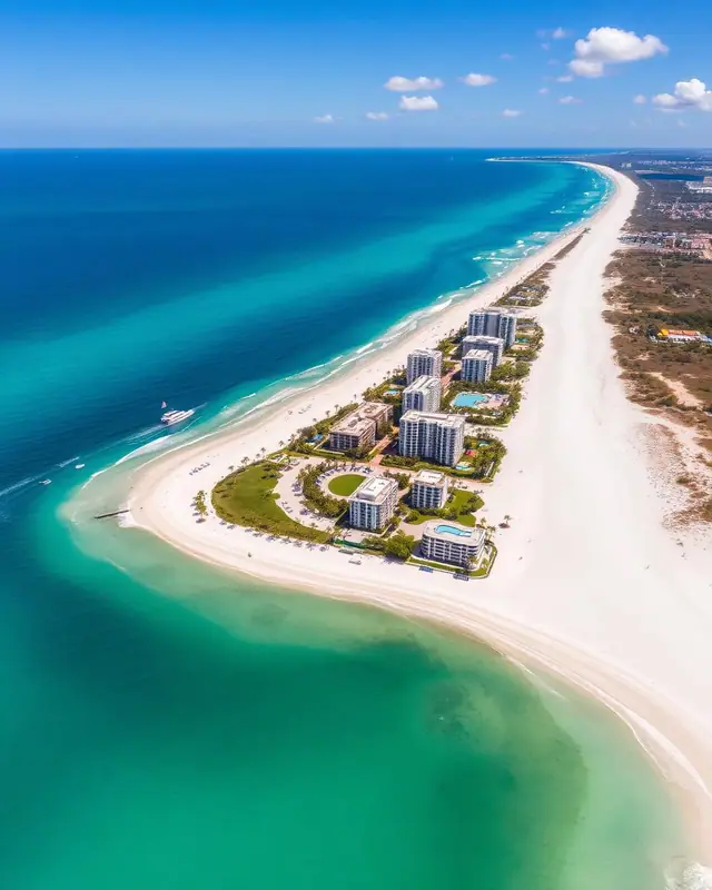 Aerial view of Hutchinson Island's beaches and turquoise Atlantic water